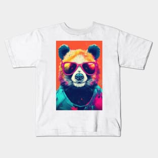 Panda in Pink Sunglasses Kids T-Shirt